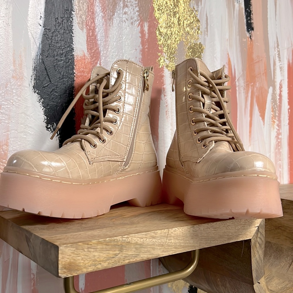 Blush combat boots